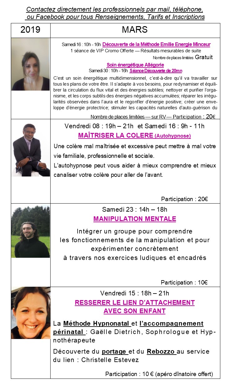 LES ATELIERS DE MARS 2019