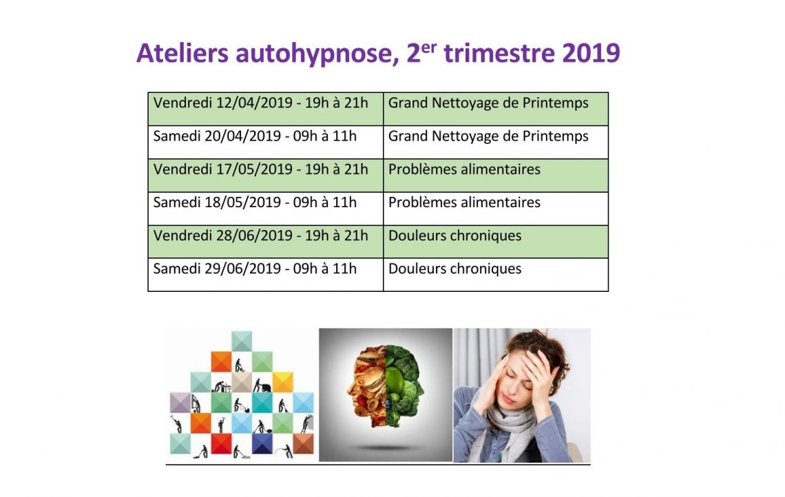 Ateliers autohypnose  2ème trimestre 2019